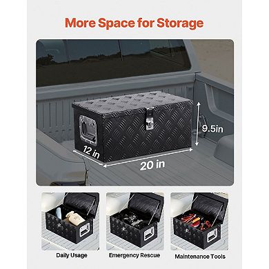 Aluminum Truck Bed Tool Box with Lock and Carry Handles for Pickup Storage