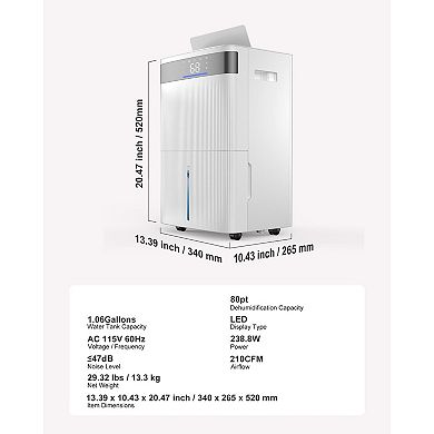 High-Capacity 80-Pint Dehumidifier for Basements, Laundry, or Living Areas