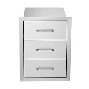 Compact 3 tier Stainless Steel Storage Drawer for Kitchen, BBQ, or Outdoor Use