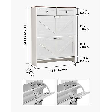 Farmhouse Shoe Storage Cabinet with Flip Drawers and Pull-Out Drawers