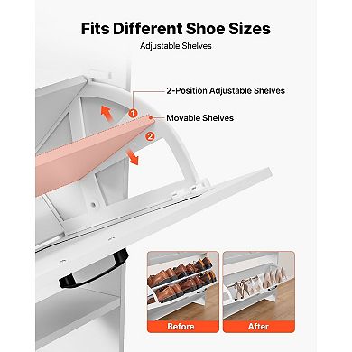 Farmhouse Shoe Storage Cabinet with Flip Drawers and Pull-Out Drawers