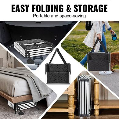 Foldable Aluminum Dog Stairs 4 Steps Adjustable Height for Travel and Home