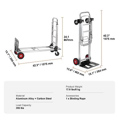Convertible Hand Truck and Flatbed Cart Lightweight Aluminum Frame