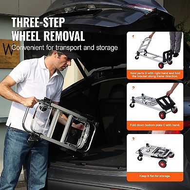 Convertible Hand Truck and Flatbed Cart Lightweight Aluminum Frame