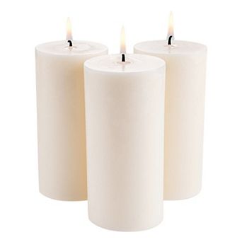 3 Pack Unscented Pillar Candles White Fits Standard Candle Holders