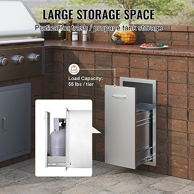 Stainless Steel BBQ Drawer for Outdoor Kitchen Tool Storage