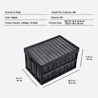Collapsible Storage Bin 45L with Ergonomic Handles for Home or Travell
