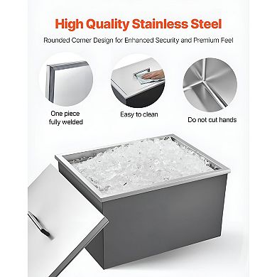 Drop-In Ice Chest with Lid and Drain, 45.3 Quart for Drinks and Food Chilling