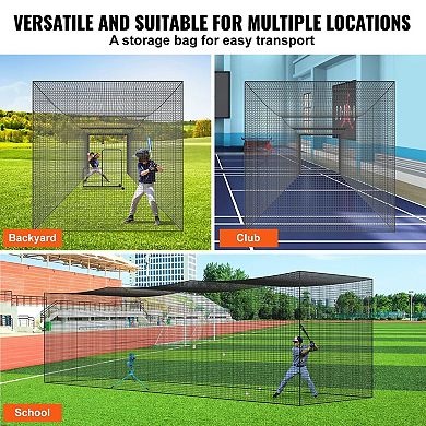 Baseball Batting Cage Net, Fully Enclosed Strong PE Mesh for Indoor/Outdoor Use