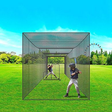 Baseball Batting Cage Net, Fully Enclosed Strong PE Mesh for Indoor/Outdoor Use