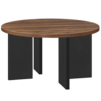 Round Living Room Coffee Table with Wide Top and Symmetrical Leg Design