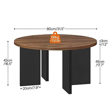 Round Living Room Coffee Table with Wide Top and Symmetrical Leg Design