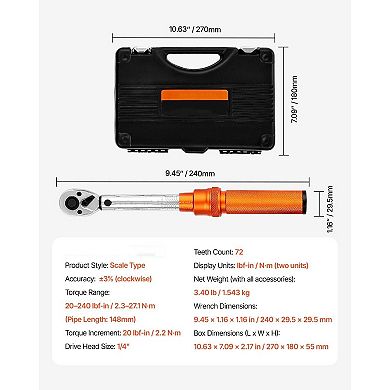 Click Torque Wrench for Automotive and Mechanical Use, Alloy Steel