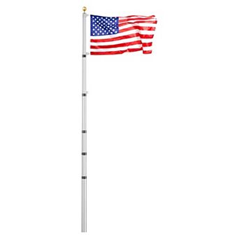 Adjustable Aluminum Flagpole Kit for Single or Double Flag Display