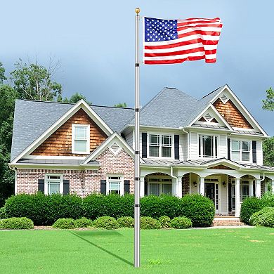 Adjustable Aluminum Flagpole Kit for Single or Double Flag Display