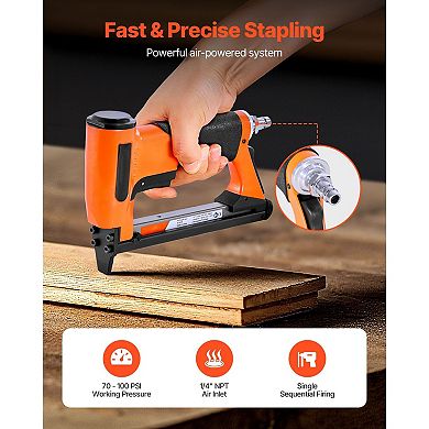 21-Gauge Pneumatic Staple Gun with Ergonomic Grip and Safety Trigger