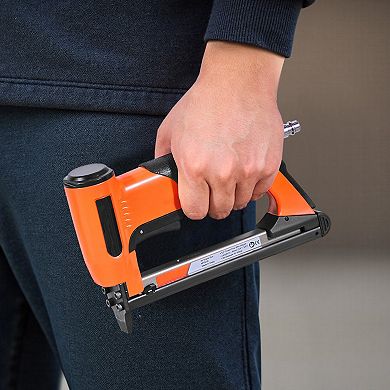 21-Gauge Pneumatic Staple Gun with Ergonomic Grip and Safety Trigger