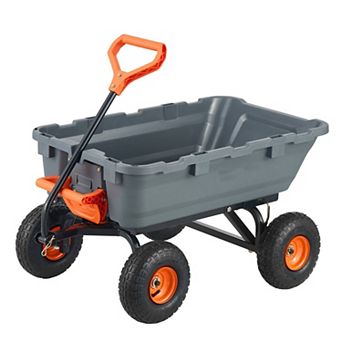Garden Dump Cart with Rubber Tires and Adjustable Handle