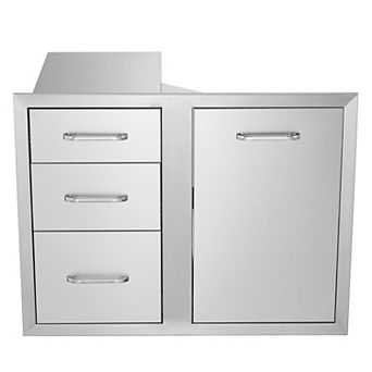 3 tier Stainless Steel Kitchen Drawer with Side Access for Trash or Propane