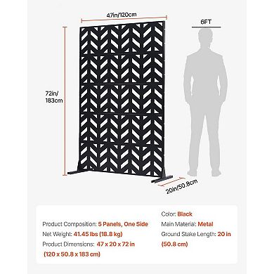 Metal Garden Privacy Screen for Patio or Yard Adjustable Setup