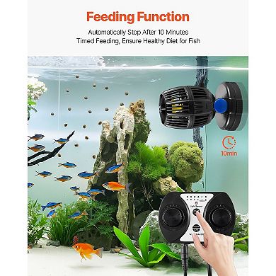 10W Aquarium Wavemaker Pump with Adjustable Wave Frequency, Feed and Night Mode Magnetic Base