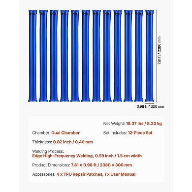 12-Pack Pool Cover Water Bags Double-Chamber PVC