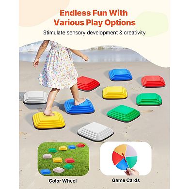 10-Piece Balance and Motor Skill Steppingstones for Kids, Lightweight and Stackable