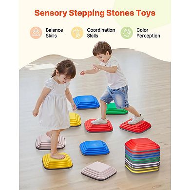 10-Piece Balance and Motor Skill Steppingstones for Kids, Lightweight and Stackable