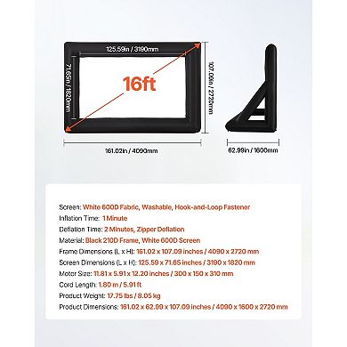 Inflatable Projector Screen Front & Rear Projection Indoor Outdoor Viewing