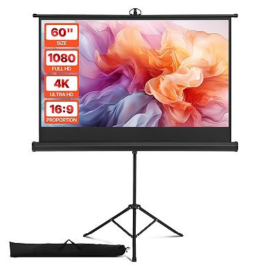 Tripod Projection Screen Adjustable Height Lightweight Indoor-Outdoor Use