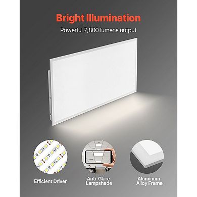 LED Flat Panel Ceiling Light 7800 Lumens Adjustable Brightness
