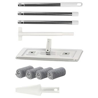 Hands-Free Flat Mop with 360° Rotating Head and Washable Pads