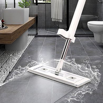 Hands-Free Flat Mop with 360° Rotating Head and Washable Pads