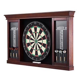 Dartboard Cabinet Set with Self-Healing Board and 6 Steel-Tip Darts
