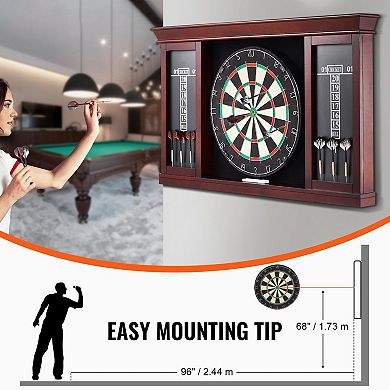 Dartboard Cabinet Set with Self-Healing Board and 6 Steel-Tip Darts