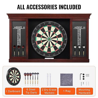 Dartboard Cabinet Set with Self-Healing Board and 6 Steel-Tip Darts