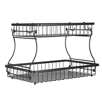 2 tier Countertop Fruit Basket Organizer with Detachable Wire Baskets