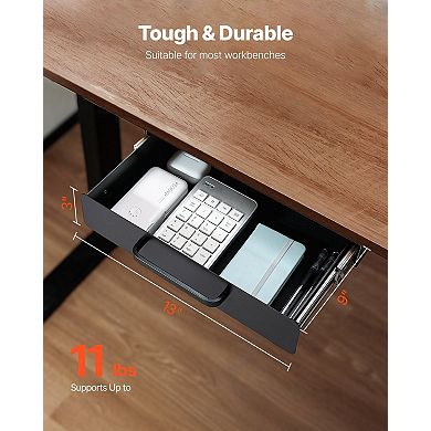 Hidden Under-Desk Drawer with Cable Routing, Soft Liner, and Fully Extendable Slide