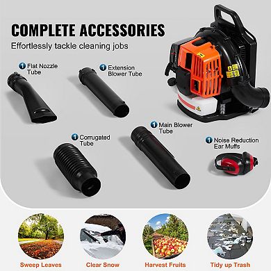 High-Powered Gas Backpack Leaf Blower 63CC Engine, 5060 Min Runtime