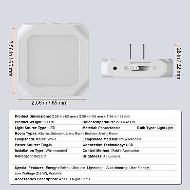 LED Plug-In Night Light with Dusk-to-Dawn Sensor, Soft White 40 Lumens