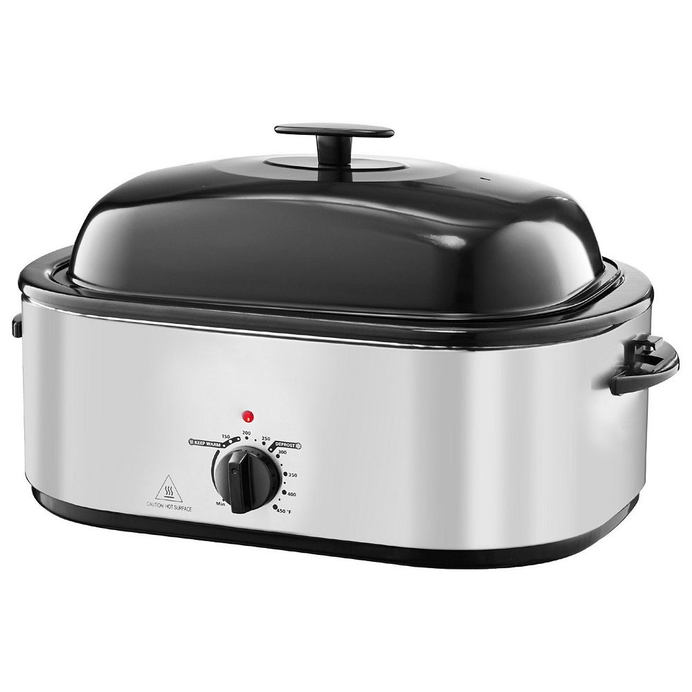 24-Quart Electric Roaster Oven with 3-Section Tray for Sides, Holiday Meals