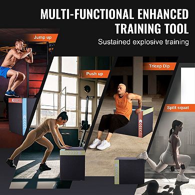 Foam Plyo Jump Box with 3 Adjustable Heights, Home Gym Platform for Step-Ups and Squats