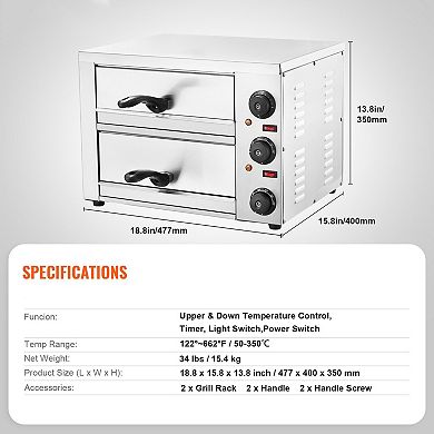 Indoor Electric Pizza Oven with Dual Heating Elements, Countertop Design