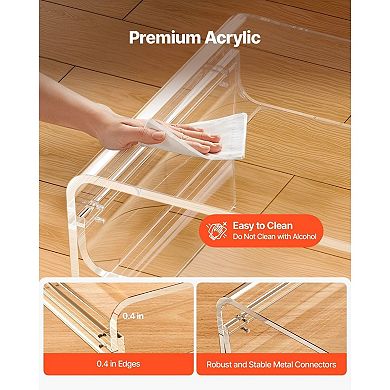 Acrylic Coffee Table with Dual Storage Tiers, Clear, Modern Design