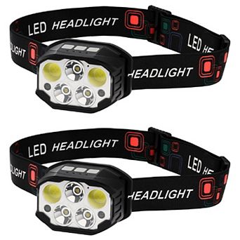 2 Pack Rechargeable LED Headlamp with Motion Sensor, 12 Lighting Modes