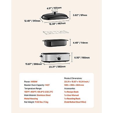 14-Quart Electric Roaster Oven with Self-Basting Lid