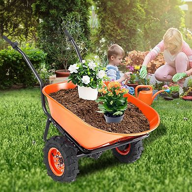 Heavy-Duty Electric Wheelbarrow with Tray for Lawn and Garden