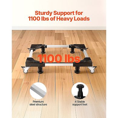 Adjustable Appliance Stand for Fridges, Dryers, and Washers with Smooth-Wheels