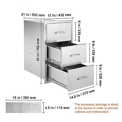 2-Tier Stainless Steel Kitchen Drawer with Built-In Paper Towel Holder