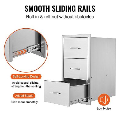 2-Tier Stainless Steel Kitchen Drawer with Built-In Paper Towel Holder